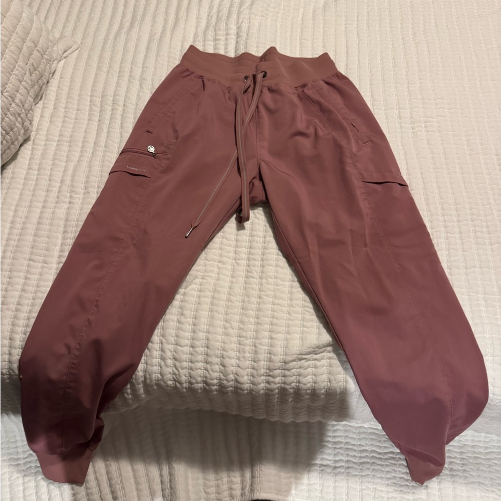 Healing Hands Mauve Sweatpants Relaxed Fit Elastic Waist